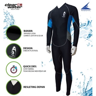 Clear Water Baju Renang Diving Selam Jumpsuit Rashguard Lengan Kaki Panjang Pria Cepat Kering Baju Renang Diving Laki-Laki Original
