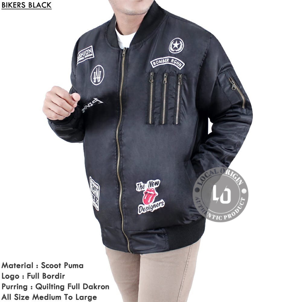 JAKET BOMBER PRIA PREMIUM BORDIR BIKERS ORIGINAL