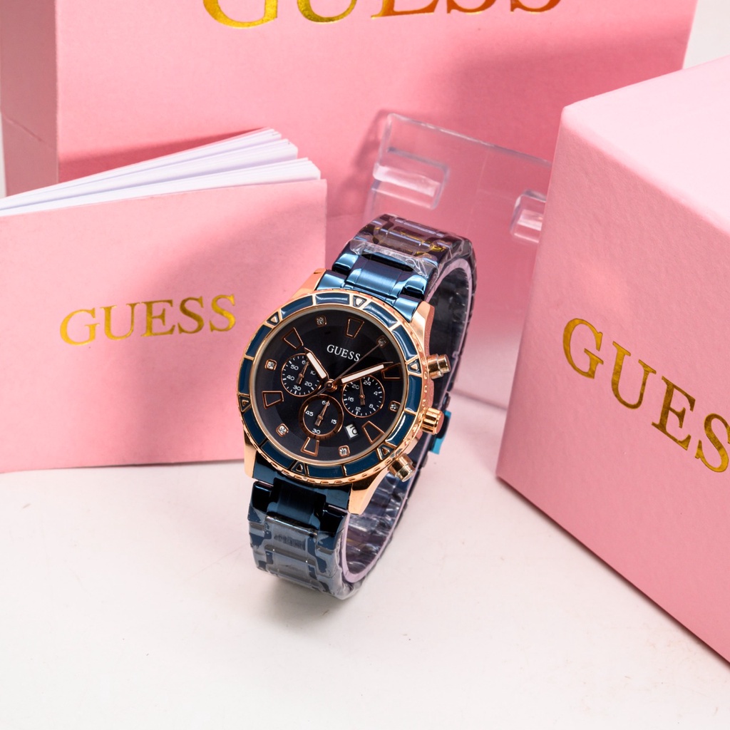 Jam Tangan Wanita Fashion H61353B Tali Rantai Tanggal Chrono Aktif Free Box Exclusive &amp; Baterai