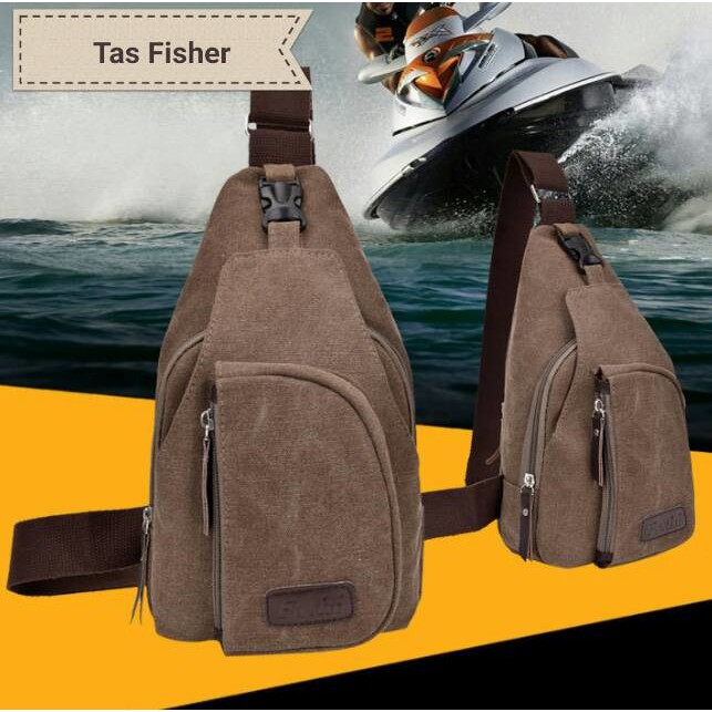 Tas selempang pria FISHER untuk memancing Ukuran sedang
