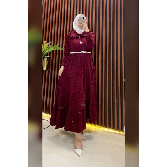 midi dress terbaru crinkle rubiah kekinian All size fit to xl  real pict