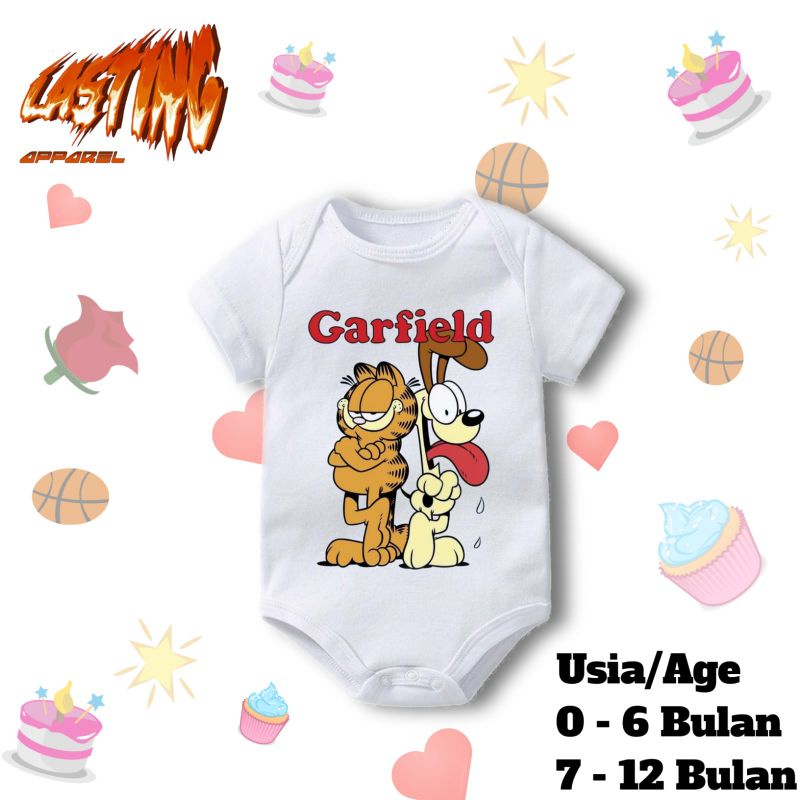 kaos baju bayi GARFIELD CAT tshirt KOMIK KARTUN jumper baby kids kaus pendek usia 0 1 2 3 4 5 6 7 8 