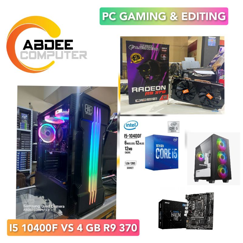 PC GAMING CORE I5 10400F RAM 16 GB SSD 120 GB VGA 4 GB R9 370 DDR5  EDITING MULTITASKING