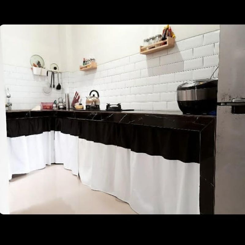 gorden kolong dapur kamar mandi wastafel kompor waterproof anti air two tone bisa request tinggi