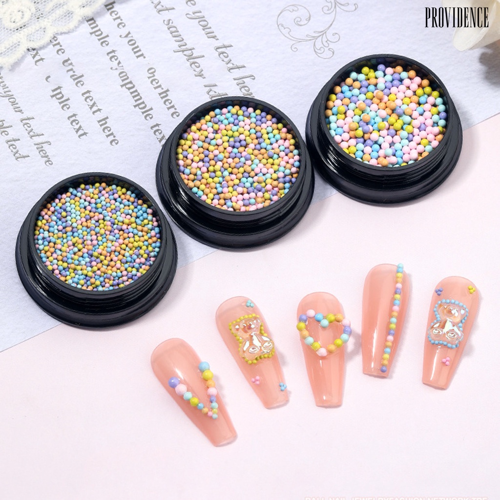 Perhiasan Manik-Manik Bola Baja 6 Warna Macaron Untuk Nail Art