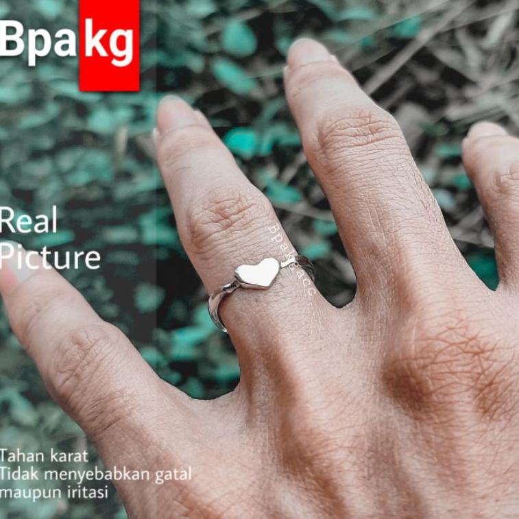 [KODE PRODUK JGVPZ4653] Cincin love hati polos cincin wanita anti karat besi putih asli silver cewek