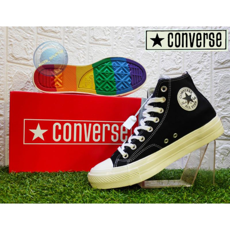 rainbow high top converse