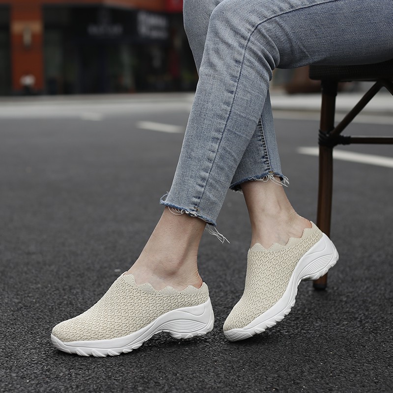 FOKU Sepatu Slop Santai Wanita Slip On Sneakers Korea Terbaru