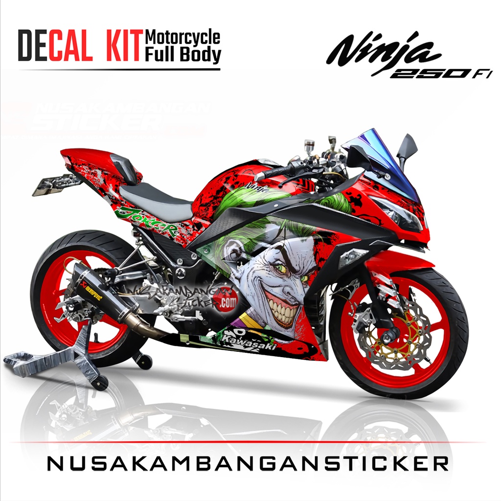Stiker Decal Motor Kawasaki Ninja 250 fi Full Body Joker Merah Grafis Racing Team Sticker Variasi Cu