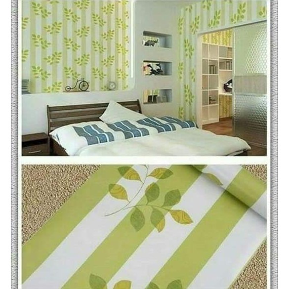 WALLPAPER STICKER DINDING DAUN SALUR HIJAU