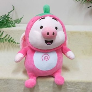 Boneka Pig Kostum Strawberry Size 15&quot;/38cm/boneka babi/boneka animal/boneka Pig baju/