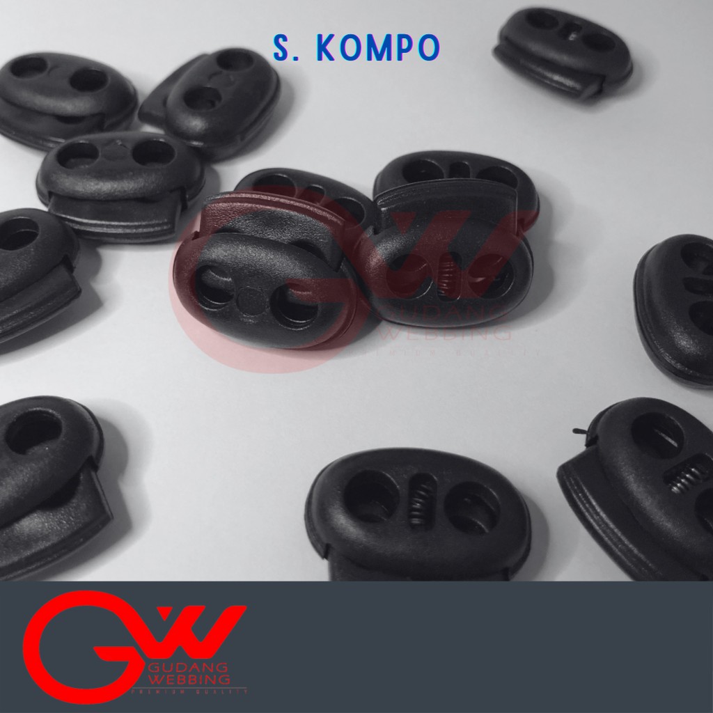 Penahan Tali Kur / Stopper Tali Kur / Stopper Kompo 2 lubang Acetal (500pcs)