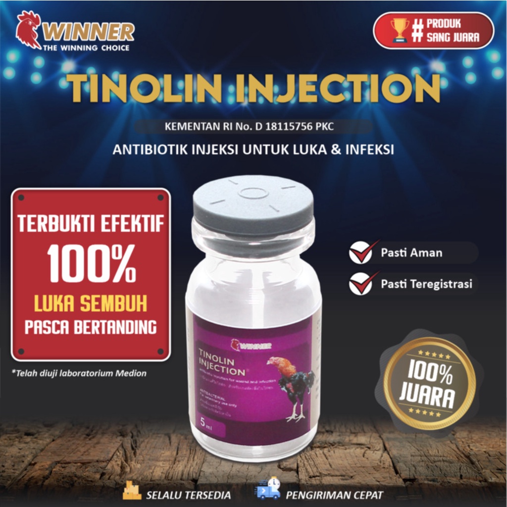 Tinolin Injection WINNER Medion, Obat luka ayam adu/laga
