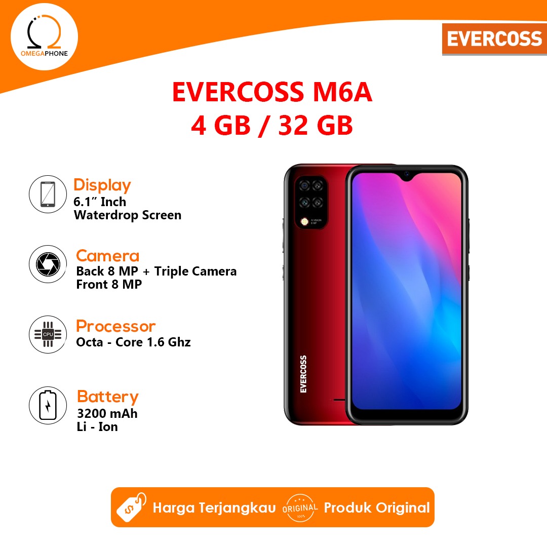 Hp Evercoss M6a Ram 4gb 32gb Smartphone 4g Lte Android 10 Triple Camera Full View Display 6 Inch Shopee Indonesia