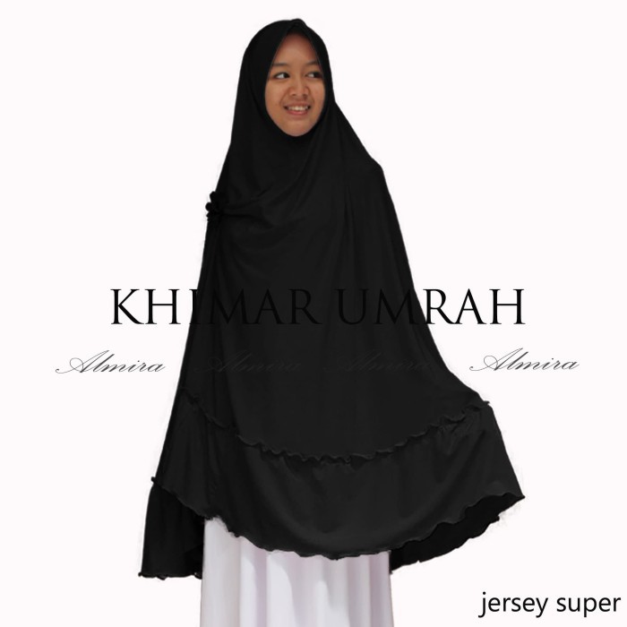 Order Langsung Kerudung / Jilbab / Bergo / Khimar Haji / Umroh Adem Praktis - Hitam Murah
