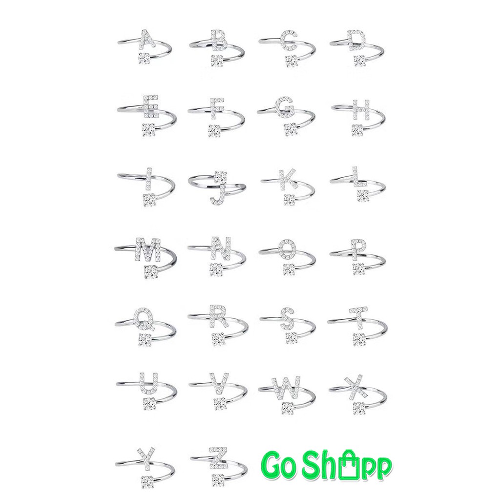 [JAKARTA] Cincin Alphabet A-L Silver Stainless - Cincin Wanita Korea - Cincin Huruf Import [C01]