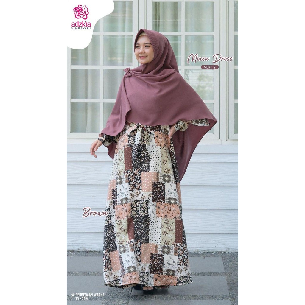 GAMIS SYARI MECCA SERI 2 ORIGINAL BY ADZKIA HIJAB SYARI (Tersedia warna PINK ,LIGHT GREY,BROWN,BLUE)