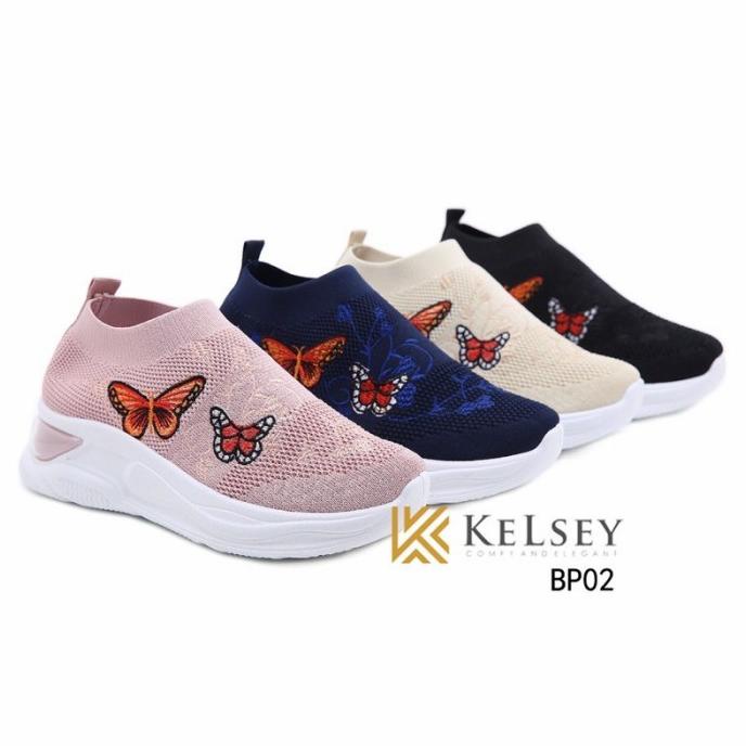 sepatu wedges wanita 5cm kelsey original / slip on sepatu rajut wanita TERGOKIL
