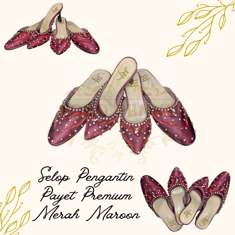 Selop Pengantin Sandal Pengantin Payet Premium