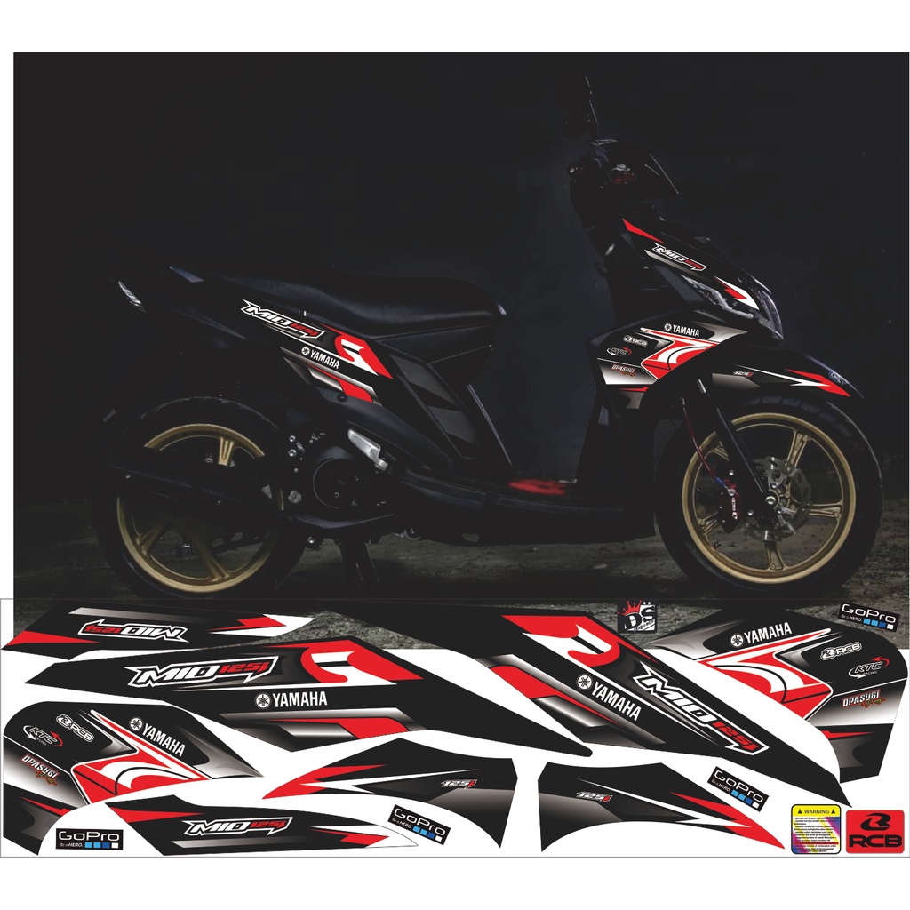 striping mio m3/mio z variasi warna hitam merah