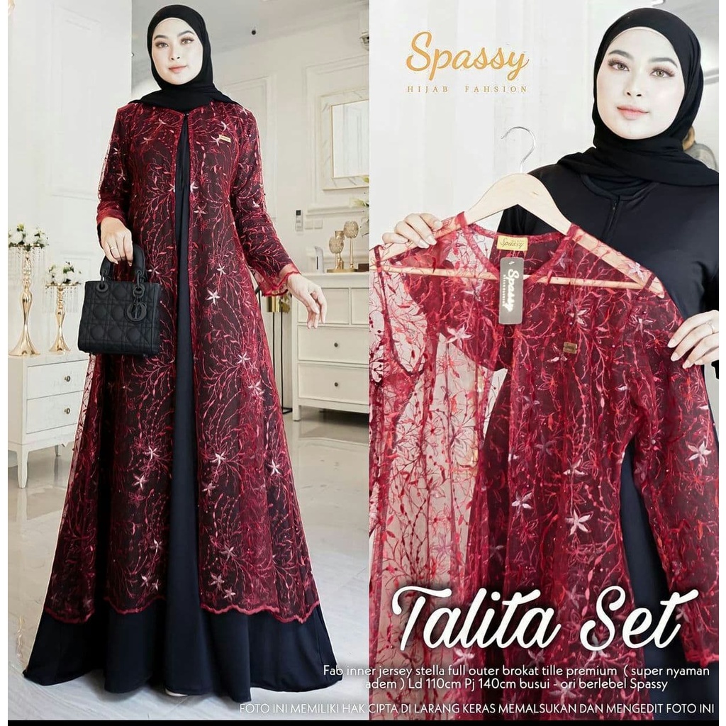 Talita Set I Baju Gamis Brukat Maxy Lebaran Terbaru Kondangan Terlaris Kekinian Gaun Pesta Baju Dres