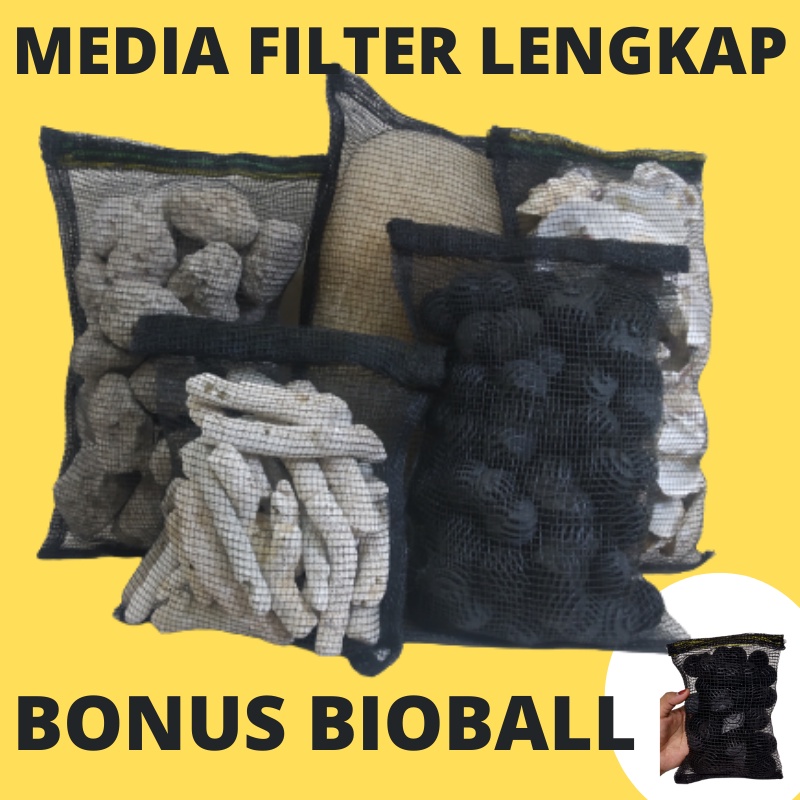 Jual Media Filter Lengkap Kolam Koi Jaring Bekas Nelayan Batu Apung Bioball Karang Jahe Kerang