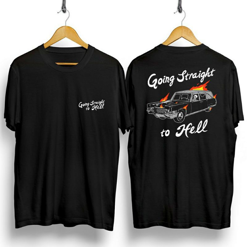 Fourfashion Kaos Pria Kaos Distro GOING STRAIGHT TO HEL Black CN845