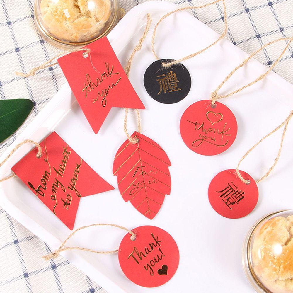 Chookyy 50PCS Kertas Tag Hadiah Hitam Merah Putih Natal Pernikahan Favor Box Decor Gold Stamping