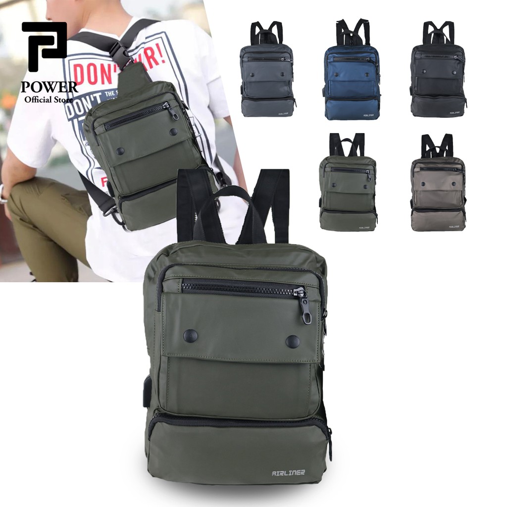 Tas Multifungsi Ransel 3 in 1 Import Tas Selempang Pria Tas ABG Dual USB Portable Sling bag Trendy