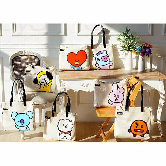 Bt21 Tote bag transparan import lucu