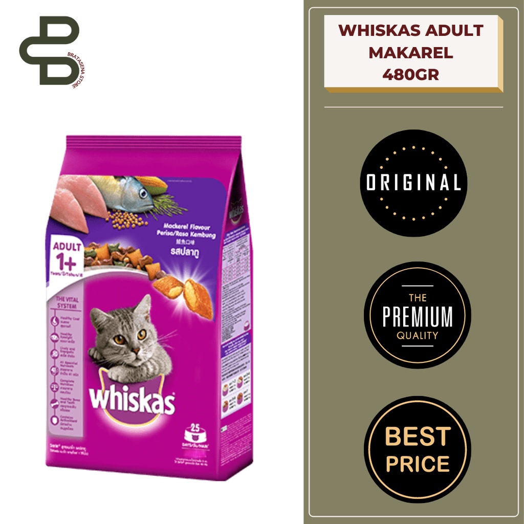 WHISKAS ADULT MAKAREL 480GR FRESHPACK