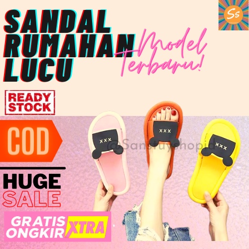Sandal Selop Rumah Wanita Motif Kartun Kepala Beruang Lucu xxx