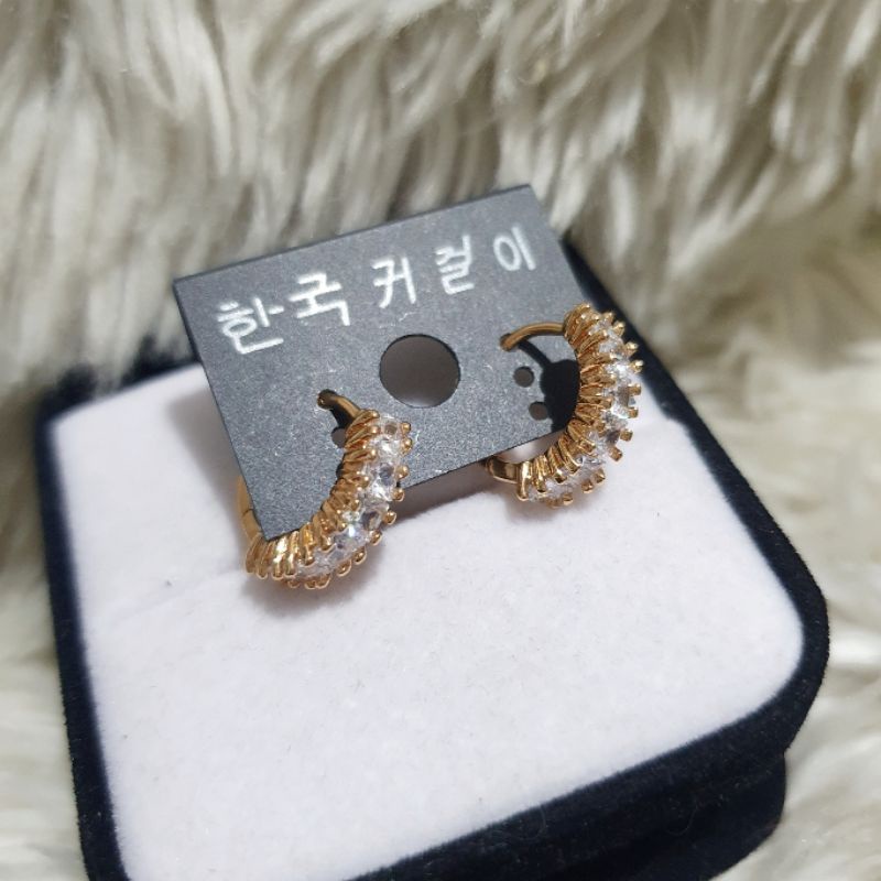 Anting Silver925 Perak Premium Quality Mata kilau Anti Karat anti alergi anting premium platgold model hoops 9910