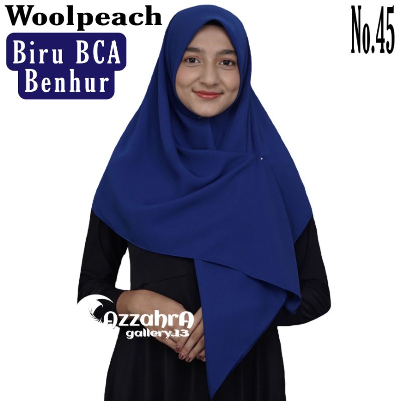 Jilbab Hijab Kerudung segi empat Murah WOOLPEACH No.45 (Biru BCA)