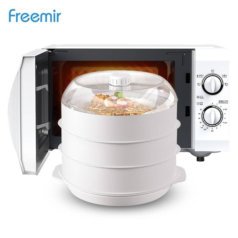 FREEMIR 3 LAYER MICROWAVE STEAMER/TUDUNG SAJI SUSUN/RAK MAKANAN TINGKAT/PEMANAS MAKANAN/PENUTUP MAKA