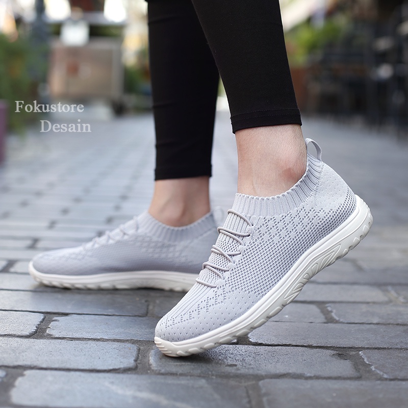 FOKU Sepatu Sneakers Wanita Sepatu Wanita Lembut Sepatu Kasual Wanita Terbaru