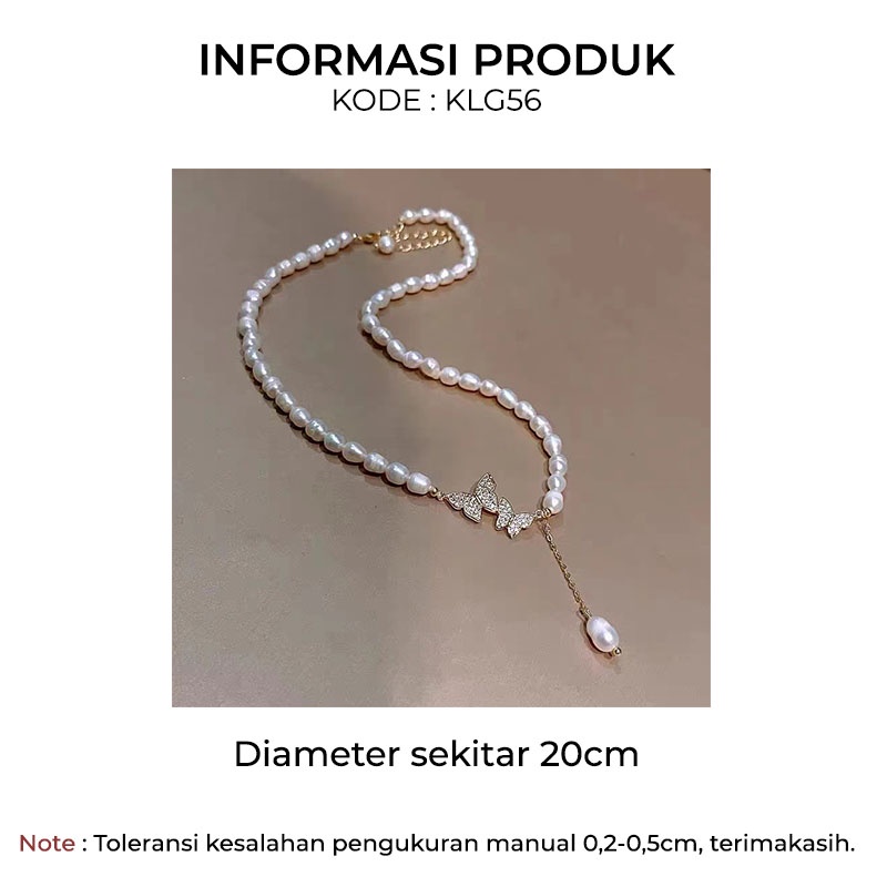 Kalung Mutiara Pearl Motif Kupu-Kupu Fashion Korea Aksesoris Perhiasan Elegan KLG56