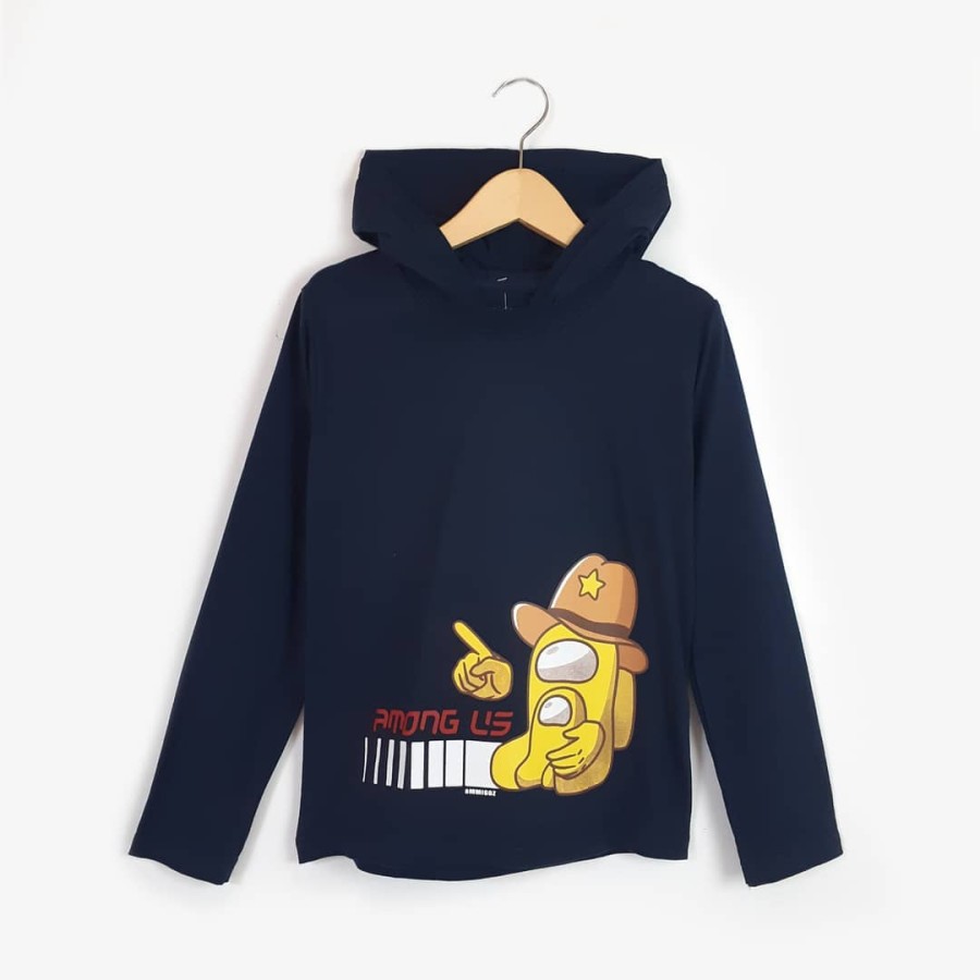 Jaket Sweater Kaos Hoodie Lengan Panjang Anak Laki Laki Navy Among Us Koboy / Kado Baju Anak 4y 6y 8