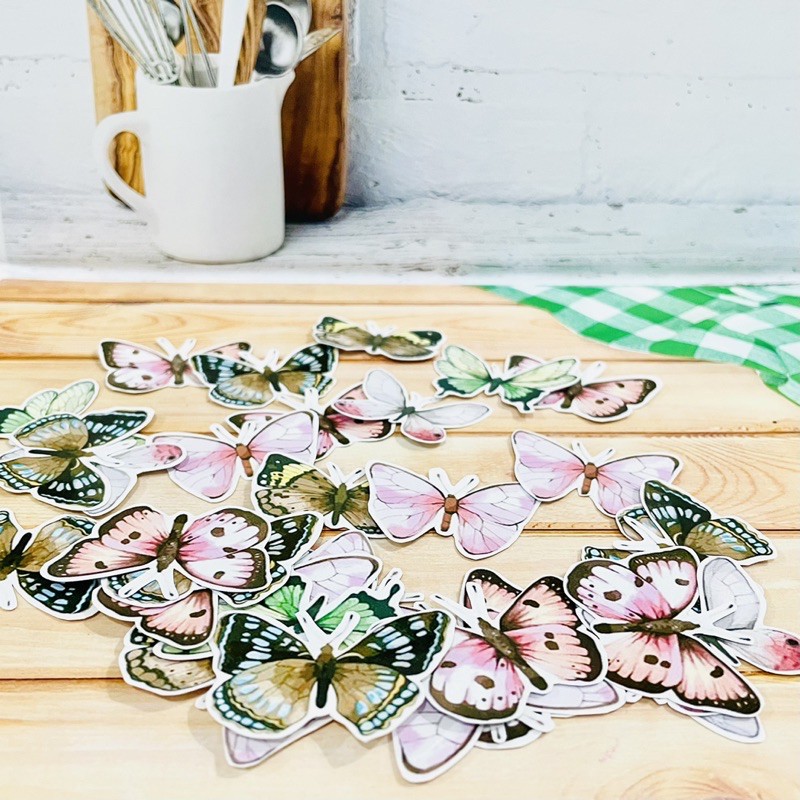 sticker set butterfly isi banyak stiker set kupu kupu water colour stick tempelan