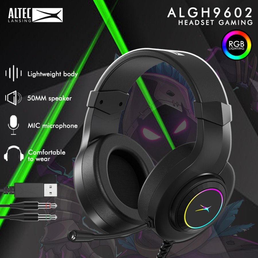 Headset Gaming Altec Lansing ALGH-9602 Wired RGB 3.5mm- Altec ALGH9602