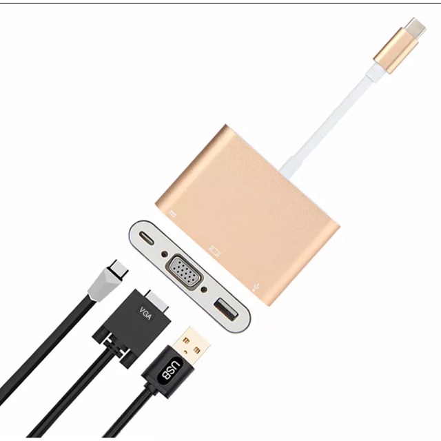 USB Type C to VGA Female with USB 3.0 & USB Type C Port