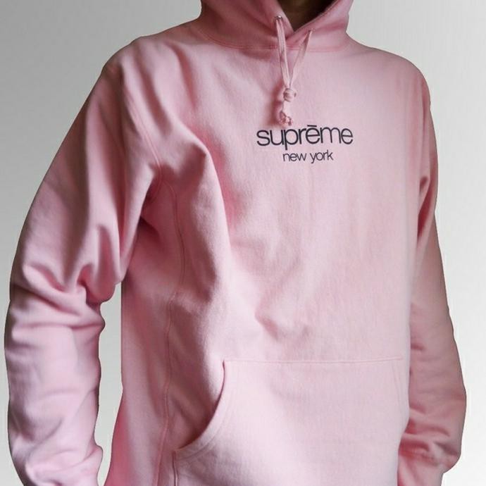 Hoodie Jumper Pink #Supreme New York - Abu-Abu Muda, Xxl