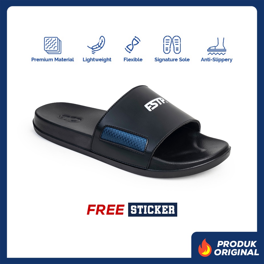 DAZZLE NAVY ORIGINAL x FOOTSTEP Sandal Casual Hitam Pria Sendal Slide Jalan Santai Harian Slippers Hangout Main Lebaran Slop Selop Karet Anti Slip Premium Slip On Remaja Dewasa Flip Flop Kerja Formal Sport Fashion Footwear Keren Terbaru Kekinian Branded