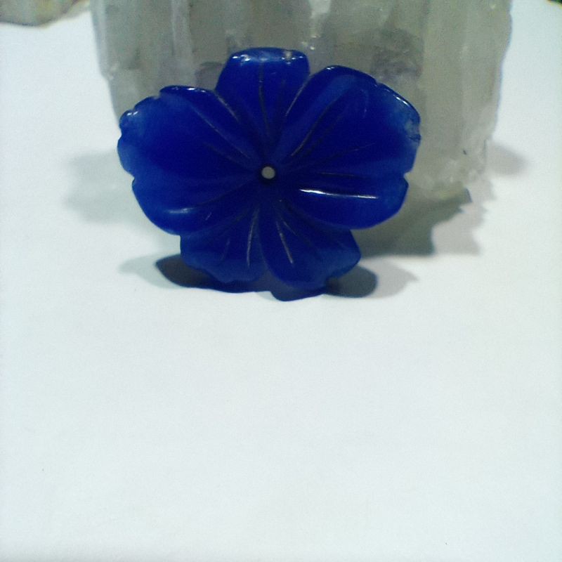 liontin giok bunga (batu giok) warna biru,hijo