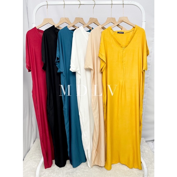 MDLV ~ 91000# Homewear Maxi Dress Jumbo Polos Dress Batwing Import