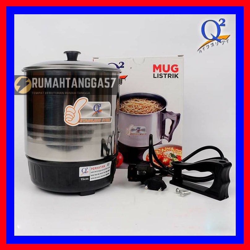 MUG ELEKTRIK PEMANAS LISTRIK / MUG LISTRIK 15 CM STAINLESS STEEL / MUG LISTRIK Q2-8015 / Q2 8015