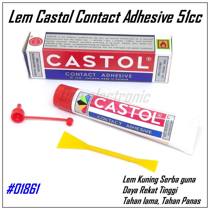 Lem Castol Serbaguna Contact Adhesive 51ml daya Rekat kuat Tahan Panas lem Speaker, Tas Sepatu dll