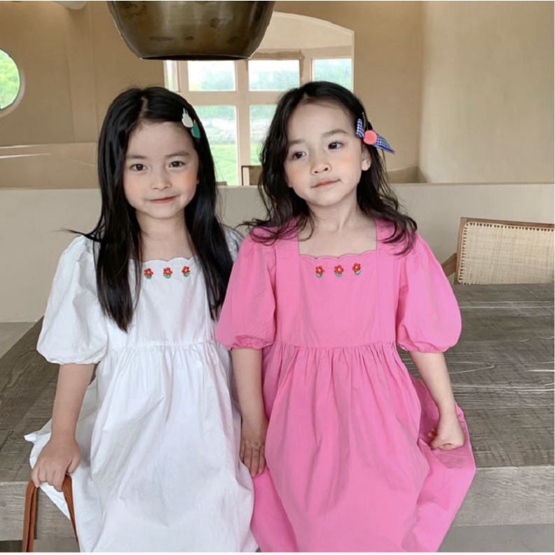 babyfit dress katun musim panas anak perempuan TWIN APPLE baju gaun lengan balon sc-816