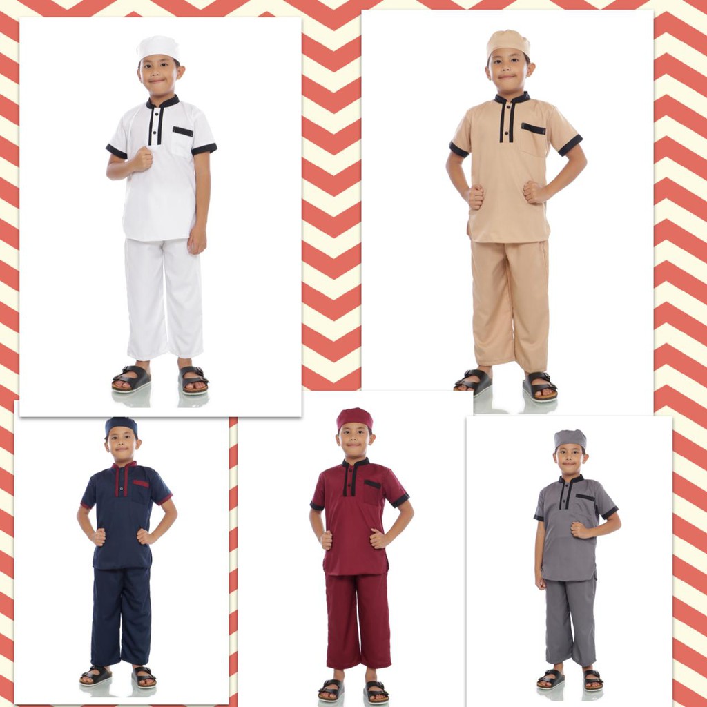 (ADA REALPICT) Set Baju Koko Anak 6-8th Toyobo Premium Setelan Kemeja Celana Koko Kids Muslim