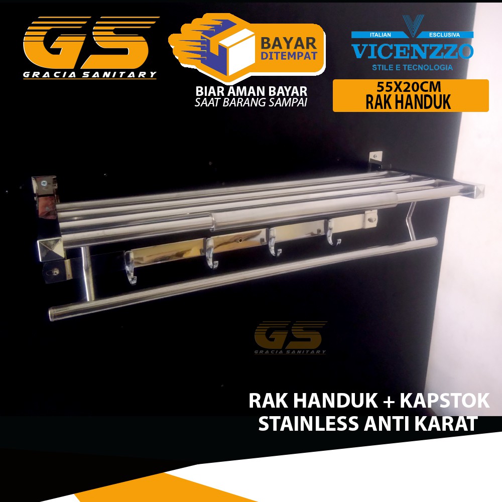 Rak handuk kamar mandi 5 baris stainless stell / Kapstok Baju Dan Handuk /  Gantungan Baju / Tempat Handuk